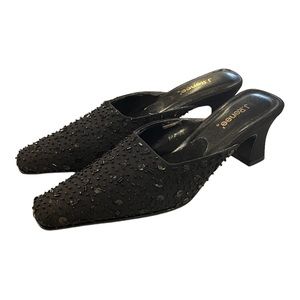 J.Renee’ Black Sequin Heeled Mules Size  7